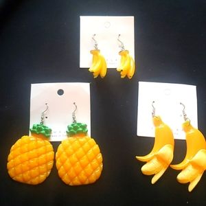BNWT yellow fruit earring lot